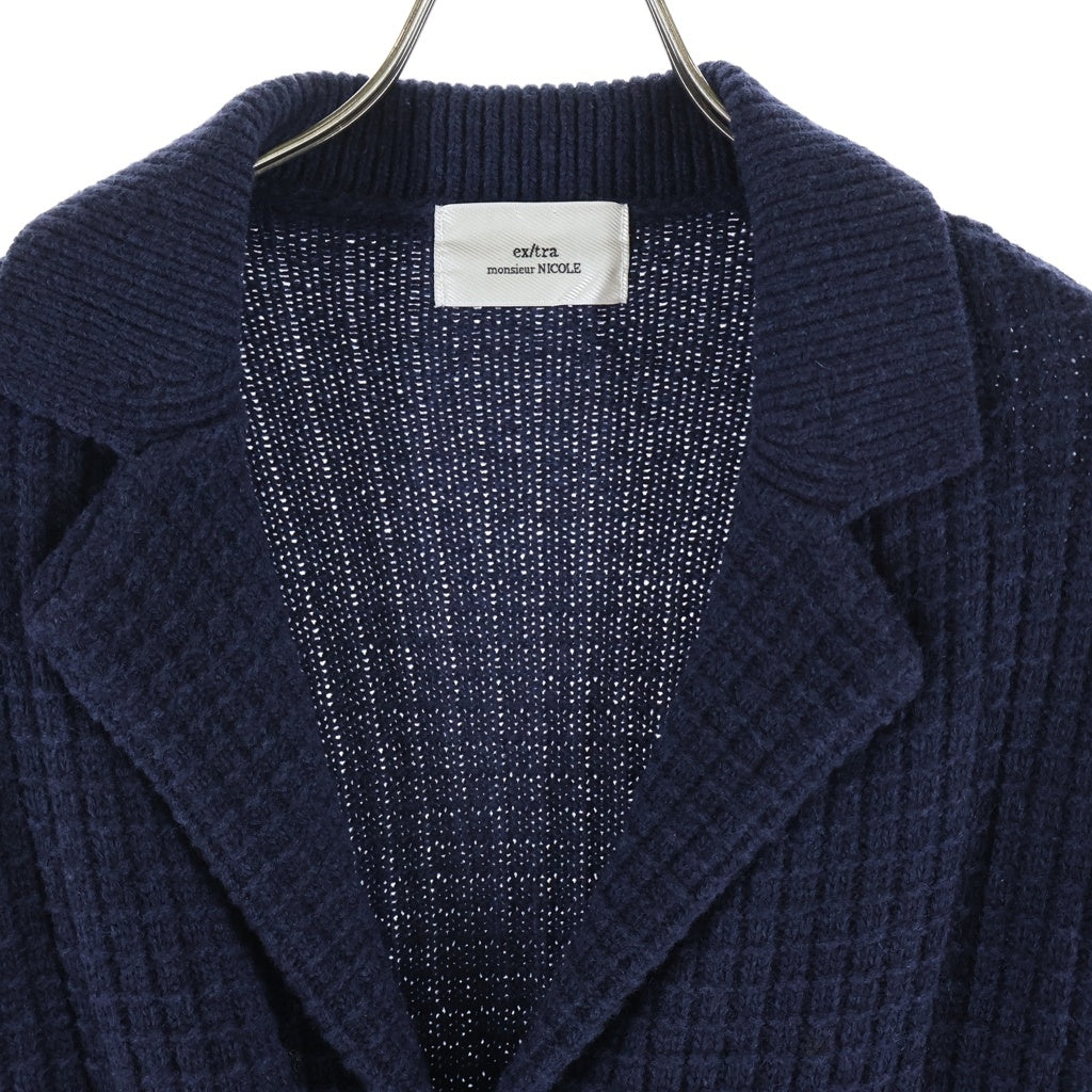 NO BRAND(ノーブランド) MONSIEUR NICOLE ex/tra(ムッシュニコルエクストラ) ダブルブレスト ウールニットカーディガン ネイビー 6562-6730