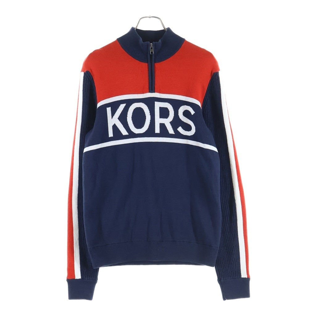 MICHAEL KORS(マイケルコース) Half-Zip Knit フロントロゴ ハーフジップニット セーター ネイビー/レッド 0R560EYF84