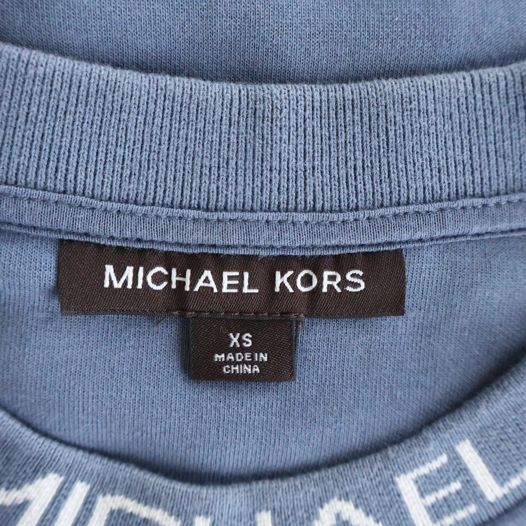 MICHAEL KORS(マイケルコース) NECK LOGO SWEAT ネックロゴ クルーネックスウェット トレーナー コットン ポリエステル ブルー 0U150595MF