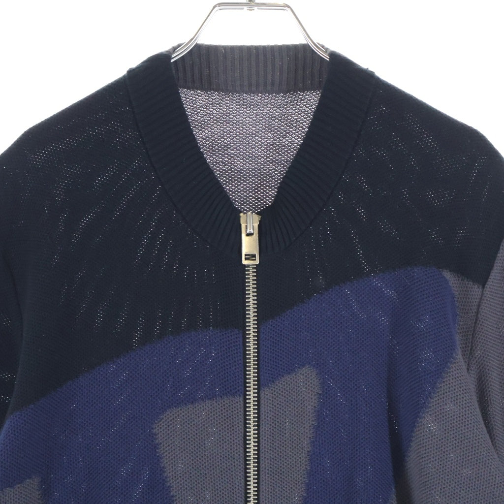 DIESEL(ディーゼル) K-ZACK-OPEN フルジップ フロントDロゴニット セーター カーディガン コットン グレー/ブルー/ブラック A02027