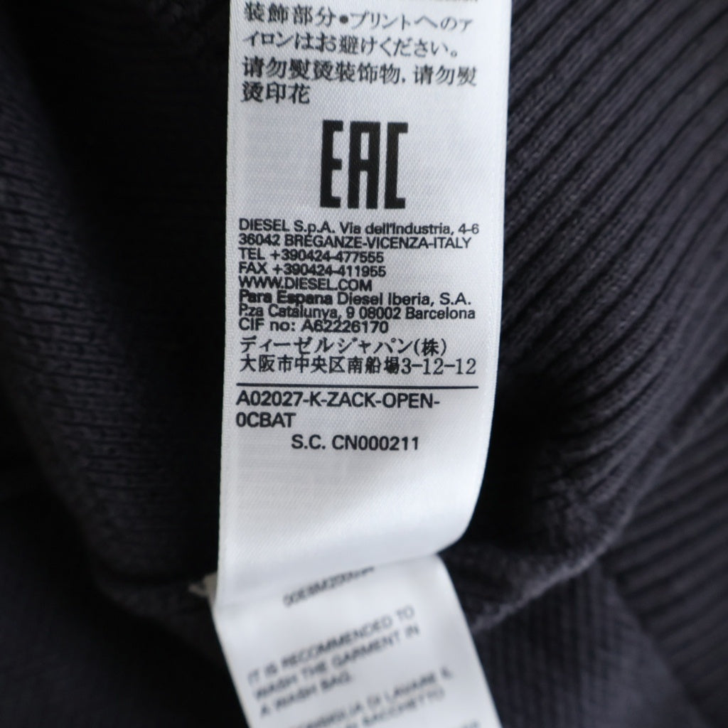 DIESEL(ディーゼル) K-ZACK-OPEN フルジップ フロントDロゴニット セーター カーディガン コットン グレー/ブルー/ブラック A02027