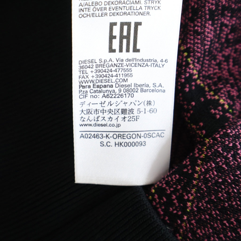 DIESEL(ディーゼル) K-OREGON KNITWEAR ニットボンバージャケット ブルゾン ジップアップ 総柄 ブラック/ピンク A02463