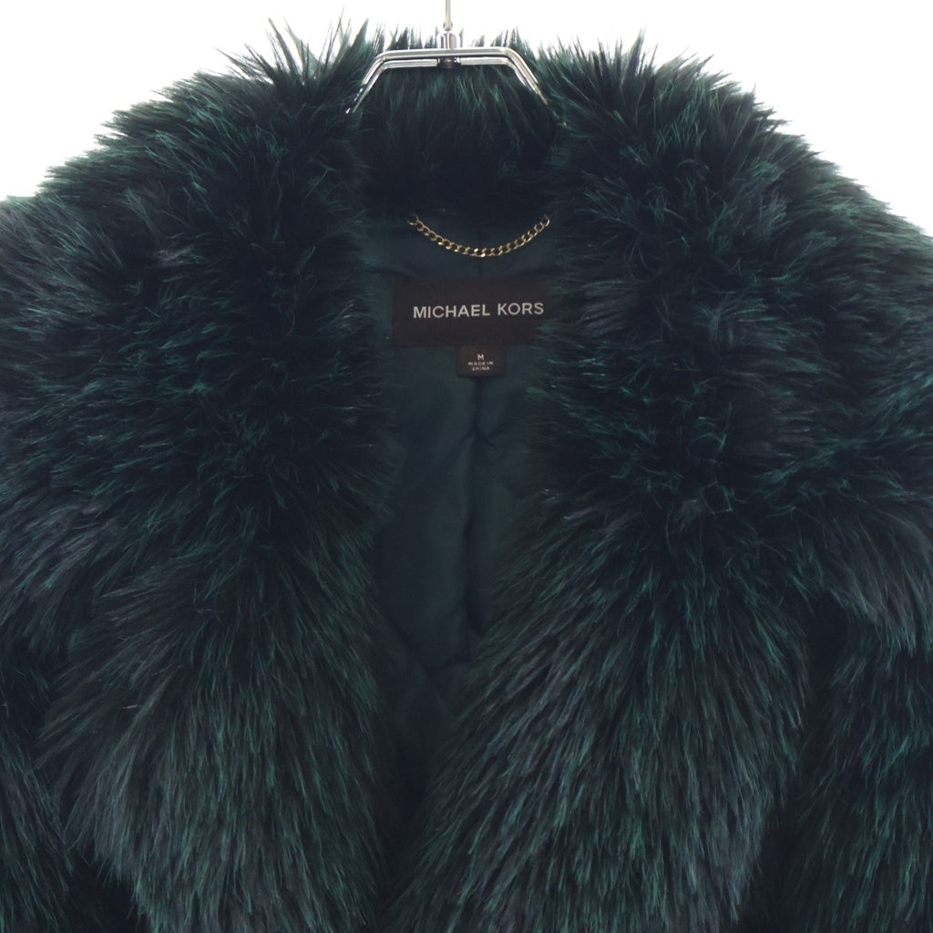 MICHAEL KORS(マイケルコース) 24AW Faux Fur Peacoat フェイクファーピーコート ポリエステル ブラック/グリーン UF4208KF1Q