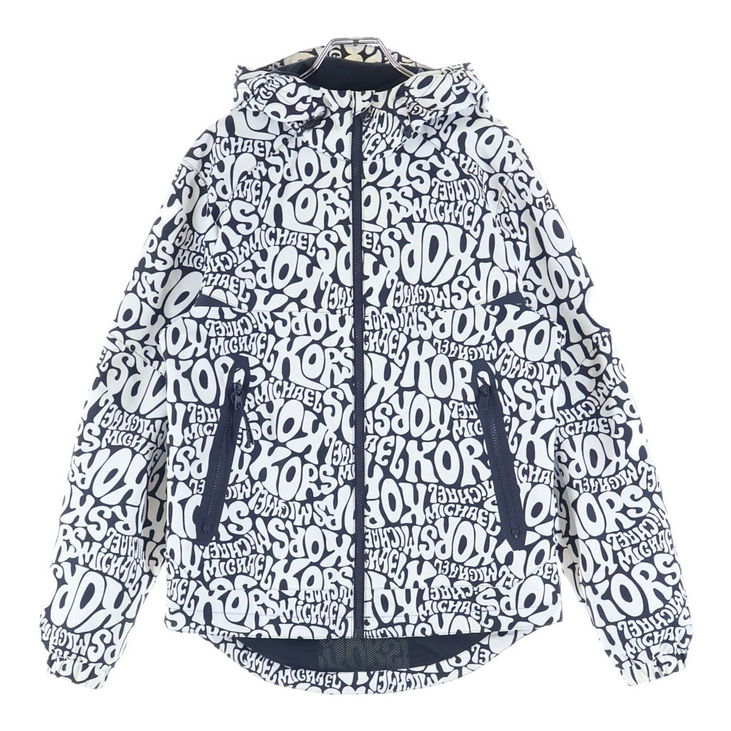 MICHAEL KORS(マイケルコース) Graphic Logo Hooded Jacket グラフィックロゴ フーデッド ナイロンジャケット ホワイト/ブラック CU1200Y2GR