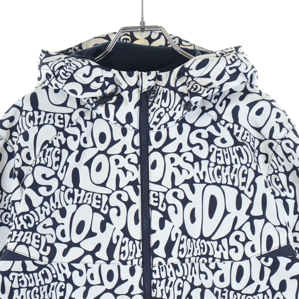 MICHAEL KORS(マイケルコース) Graphic Logo Hooded Jacket グラフィックロゴ フーデッド ナイロンジャケット ホワイト/ブラック CU1200Y2GR