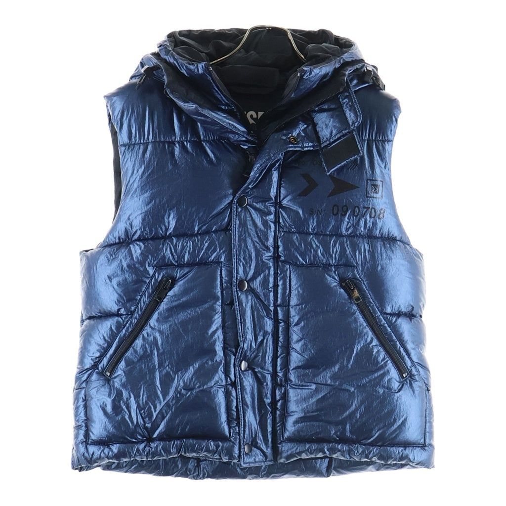 DIESEL(ディーゼル) W-SELLERS レイヤードデザイン ダウンベスト フード メタリックブルー A01817-W-SELLERS-0ICAL