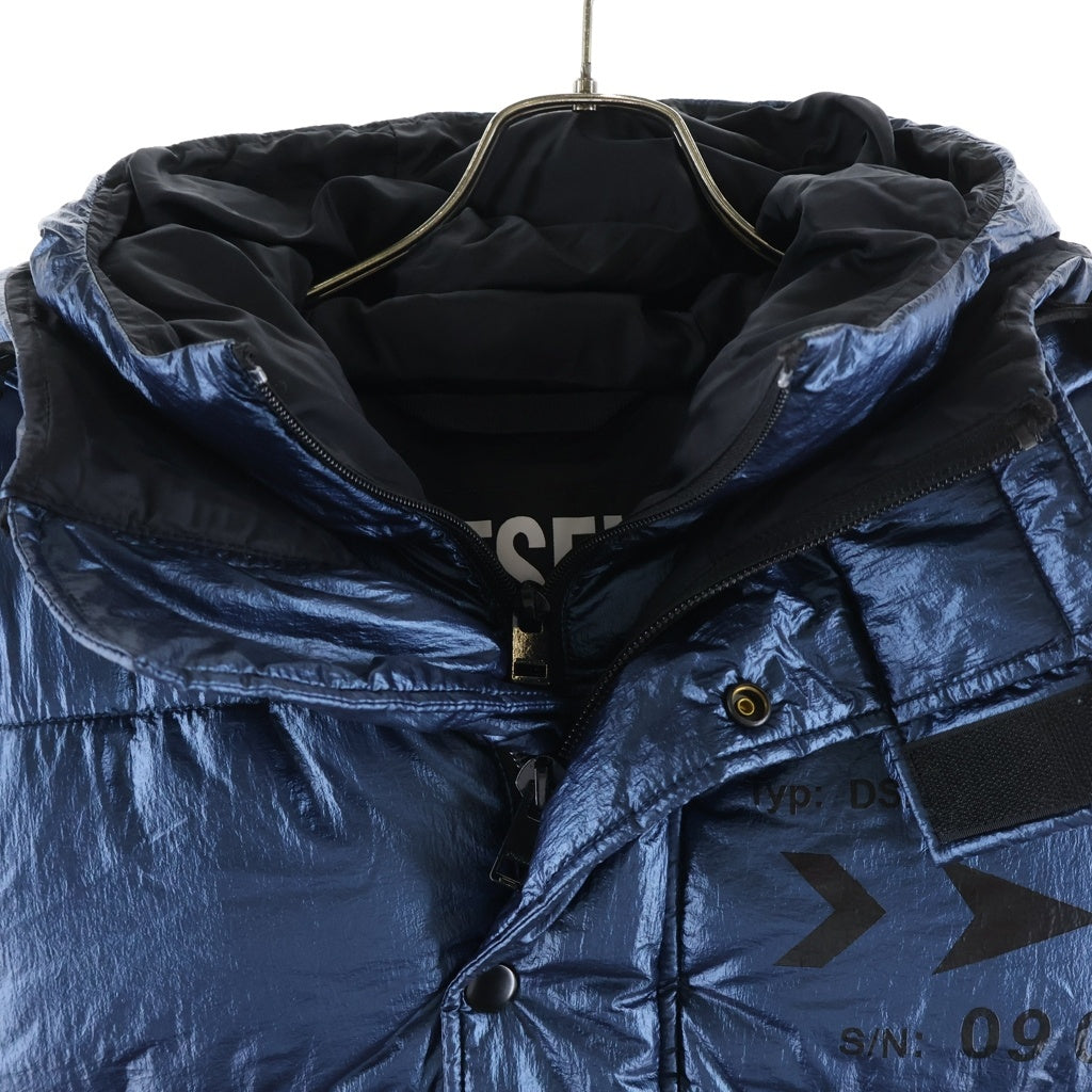 DIESEL(ディーゼル) W-SELLERS レイヤードデザイン ダウンベスト フード メタリックブルー A01817-W-SELLERS-0ICAL