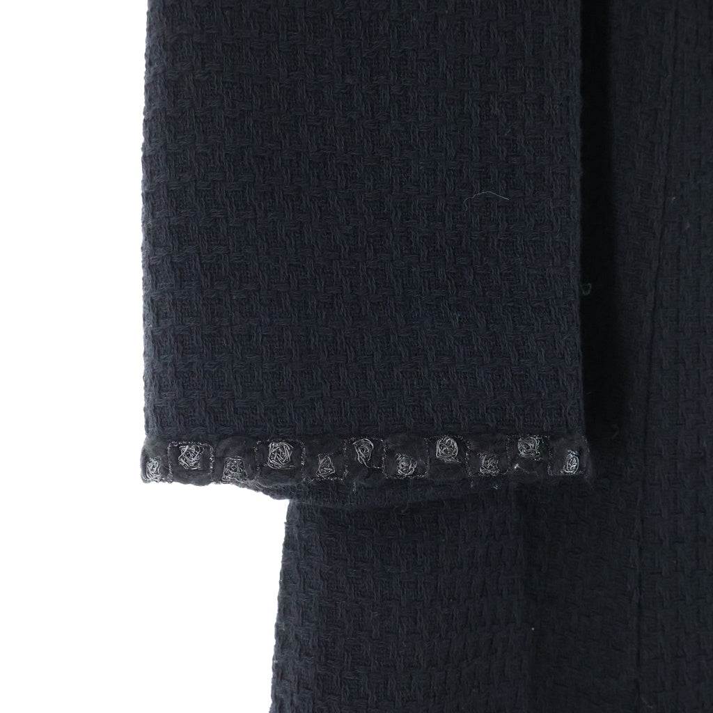 CHANEL(シャネル) ココマーク ラインストーンボタン スタンドカラー ウールツイード コート ブラック レディース P41578V28654