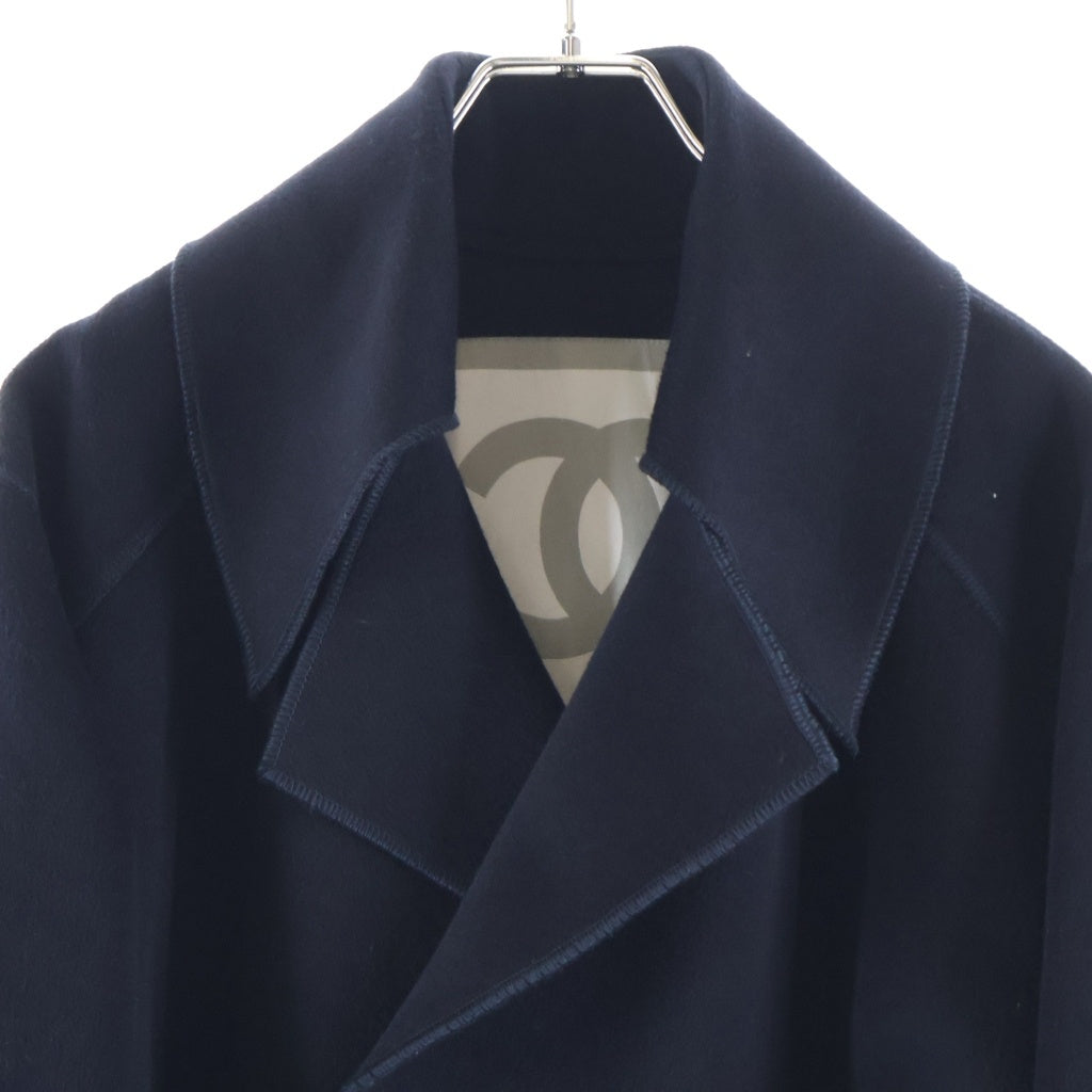 CHANEL(シャネル) 04A スポーツライン ココマーク メルトンウール ベルト付き ロングジャケット コート ネイビー レディース P24057V14563