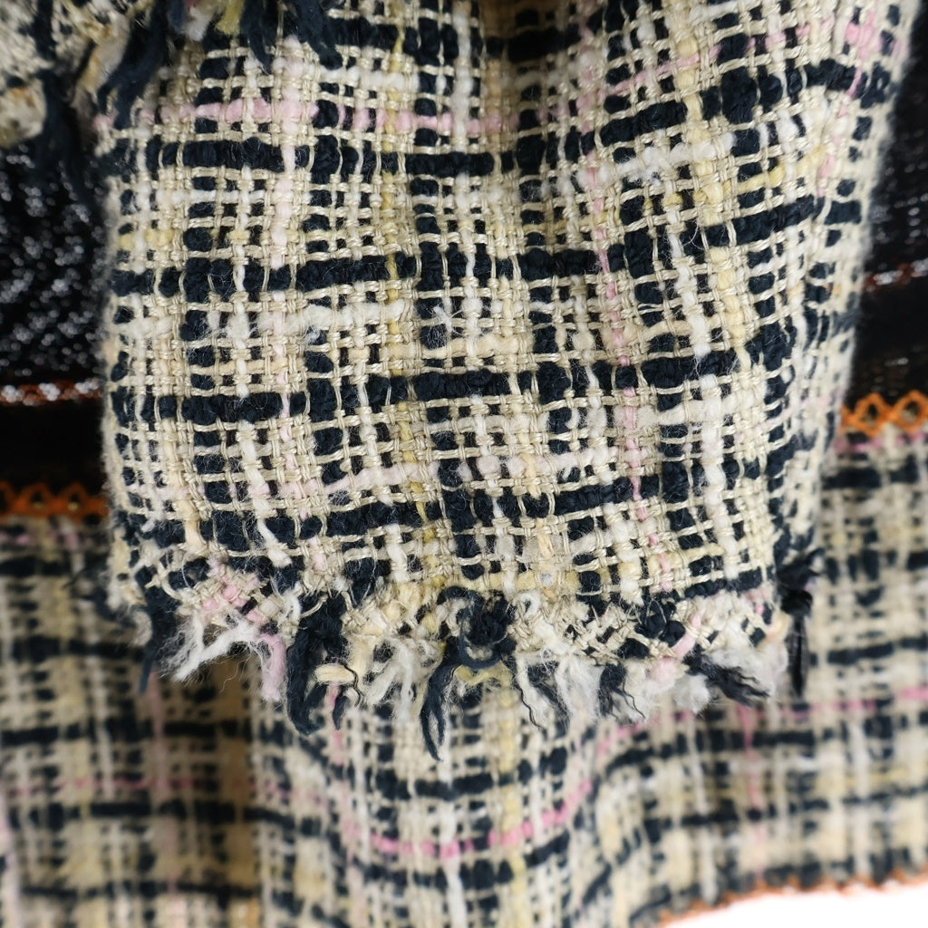 CHANEL(シャネル) 03Pセットアップ ツイードチェック総柄 コサージュ付き 3B テーラードジャケット ストライプ切り替え ミディアムスカート ベージュ レディースP20982V12374/P21398W03149