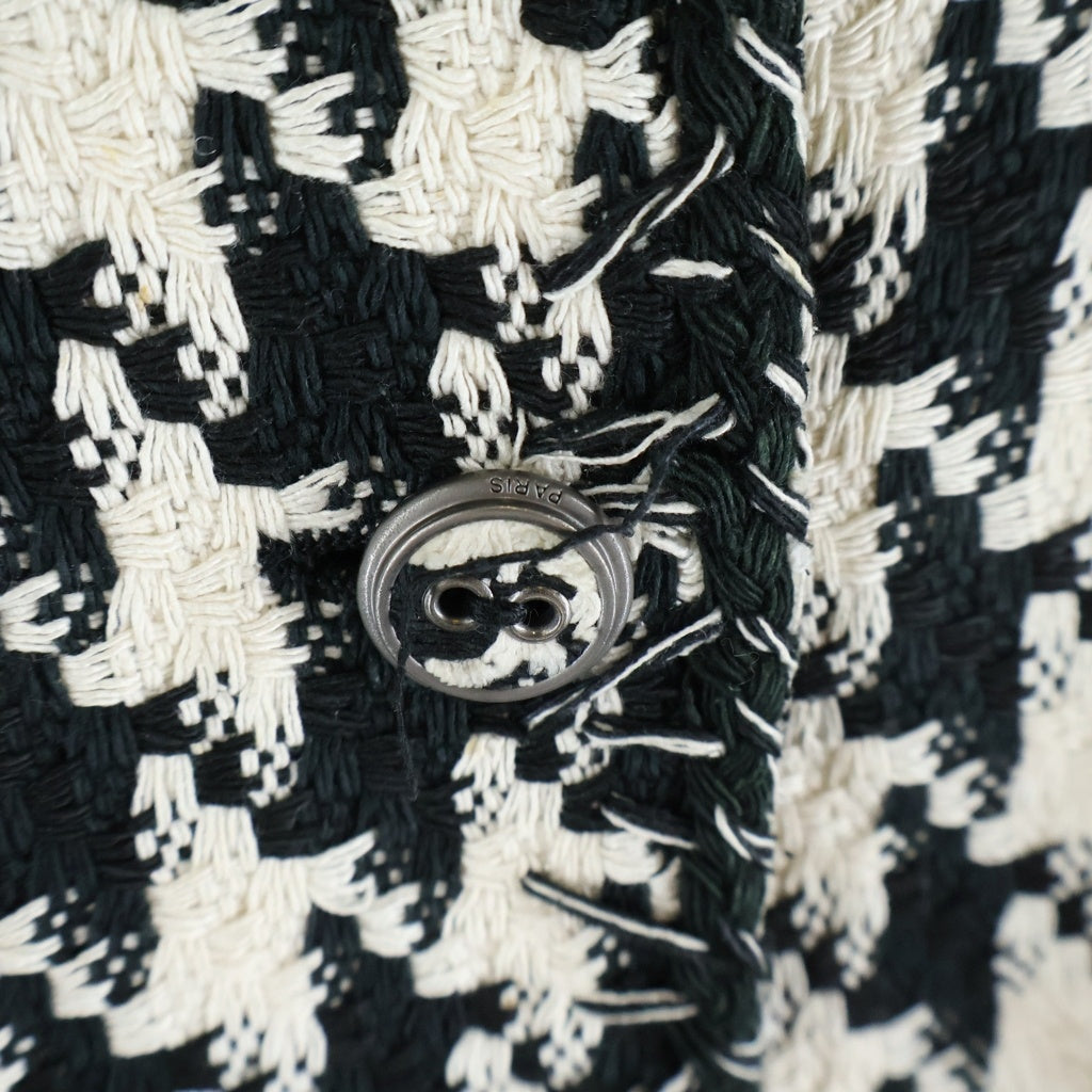 CHANEL(シャネル) 08P ツイード ガンクラブチェック総柄 4Bジャケット ブラック/ホワイト レディース P32837V22990