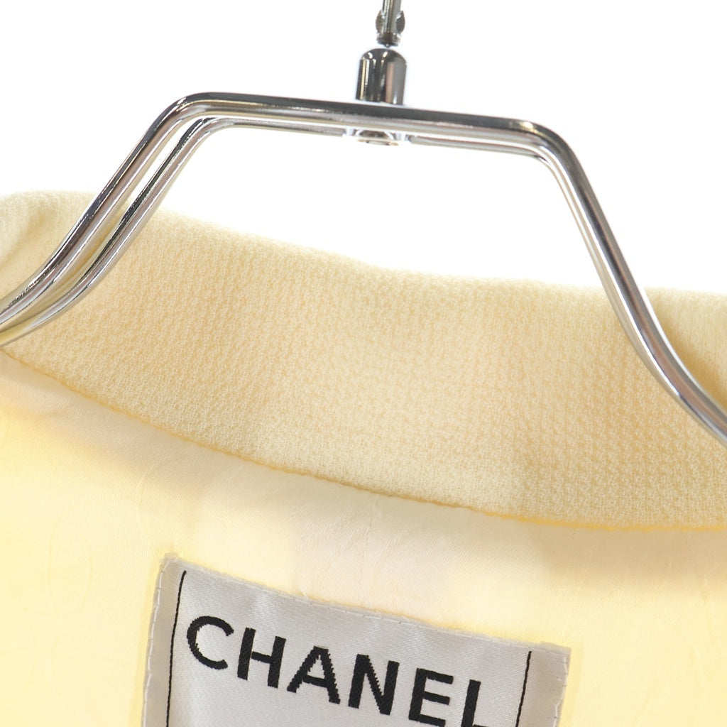 CHANEL(シャネル) 05C ココマーク エンブレムロゴ刺繍 ツイード ダブルブレスト テーラードジャケット ブレザー アイボリー レディース P24939V12963