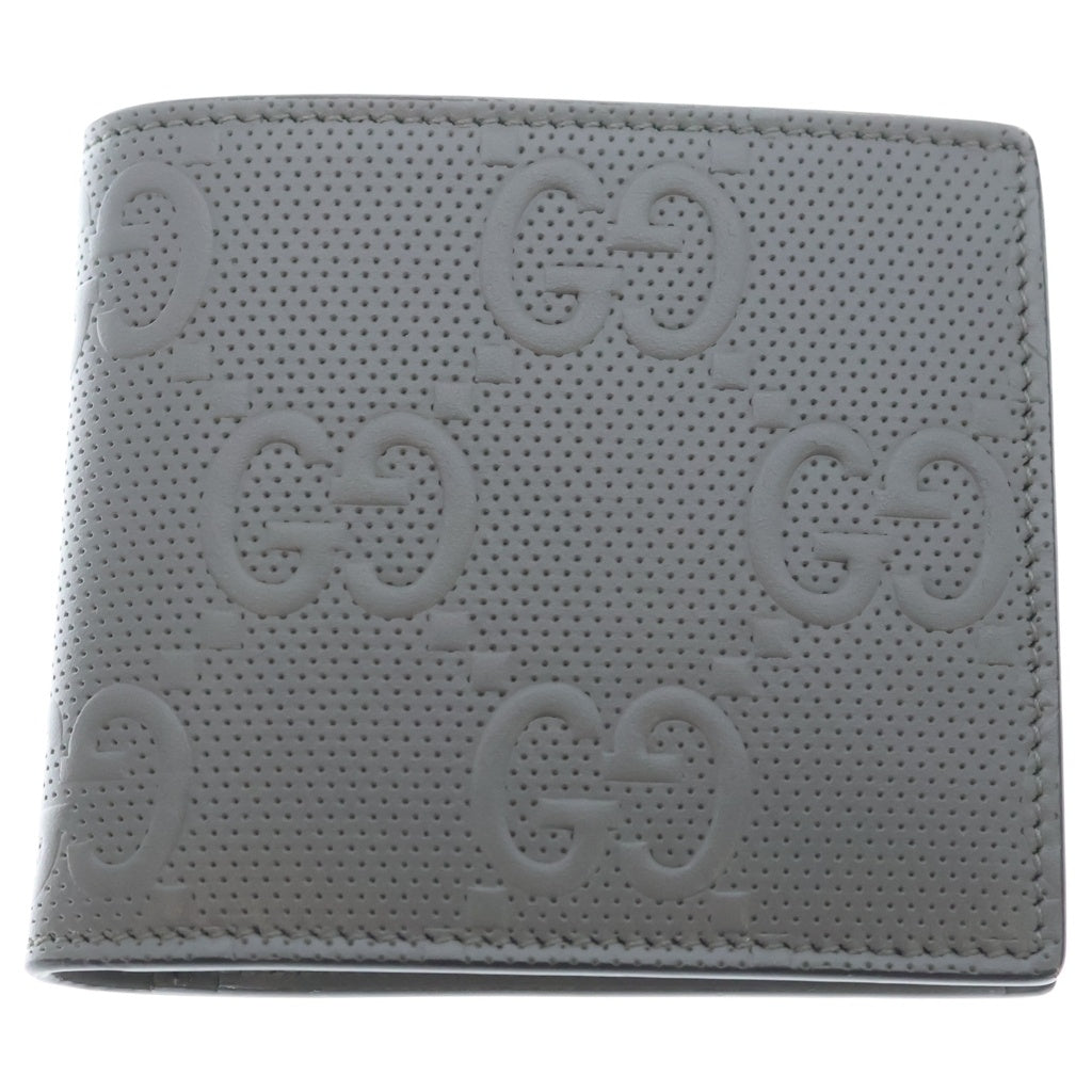 GUCCI(グッチ) GGエンボス レザー コンパクトウォレット 二つ折り財布 グレー 625555 レディース