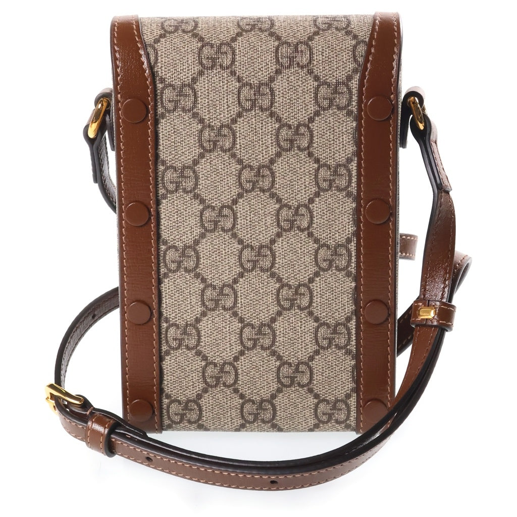 GUCCI(グッチ) GGスプリーム ホースビット PVC レザー ミニショルダーバッグ ベージュ ゴールド金具 625615 レディース