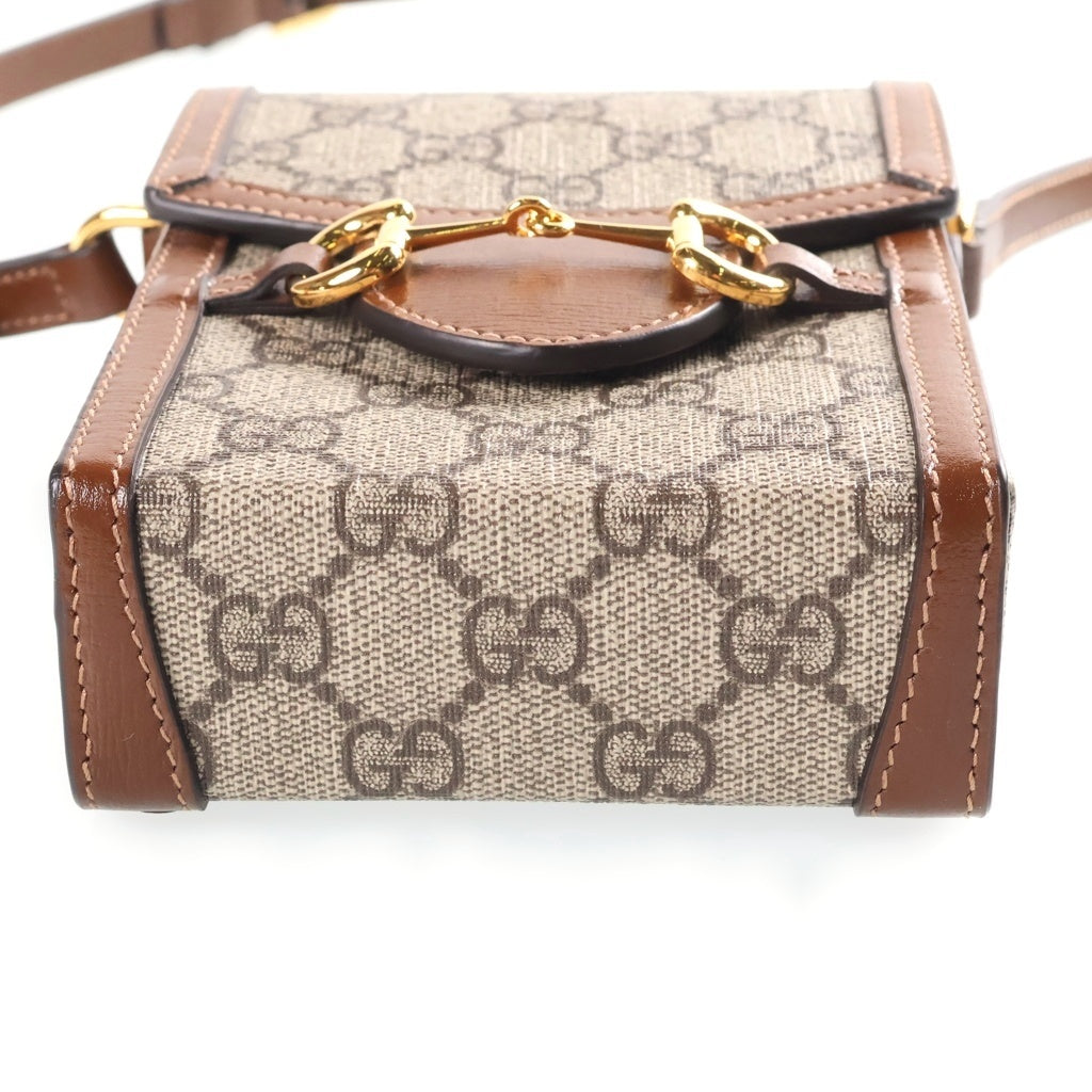 GUCCI(グッチ) GGスプリーム ホースビット PVC レザー ミニショルダーバッグ ベージュ ゴールド金具 625615 レディース