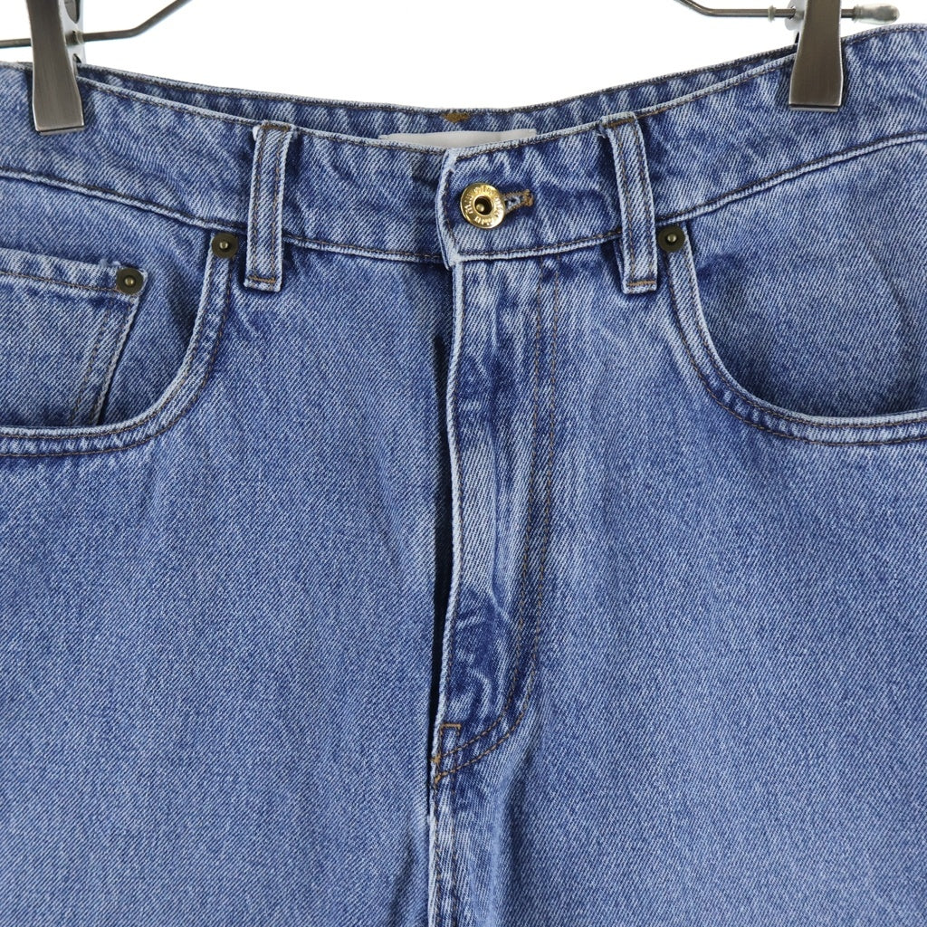 miumiu(ミュウミュウ) 2023 Chambray Loose-Fit Denim シャンブレー ルーズフィットワイドデニムパンツ ジーンズ ロゴ刺繍 インディゴ GWP394 レディース