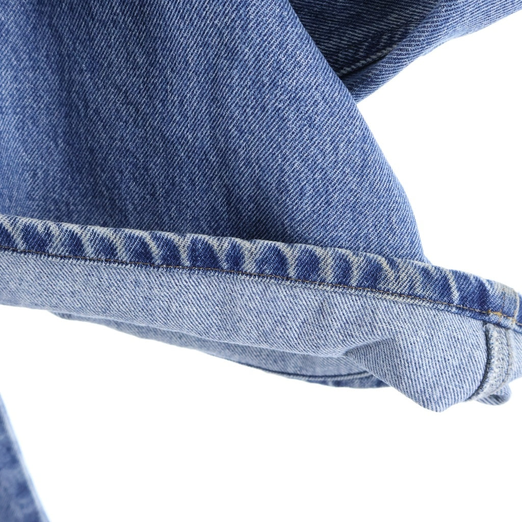miumiu(ミュウミュウ) 2023 Chambray Loose-Fit Denim シャンブレー ルーズフィットワイドデニムパンツ ジーンズ ロゴ刺繍 インディゴ GWP394 レディース
