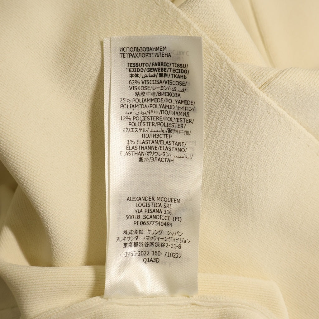 Alexander McQueen(アレキサンダーマックイーン) Ruffle Sleeveless Dress ラッフル ノースリーブドレス ワンピース ジャージー素材 イタリア製 アイボリー 710222 レディース