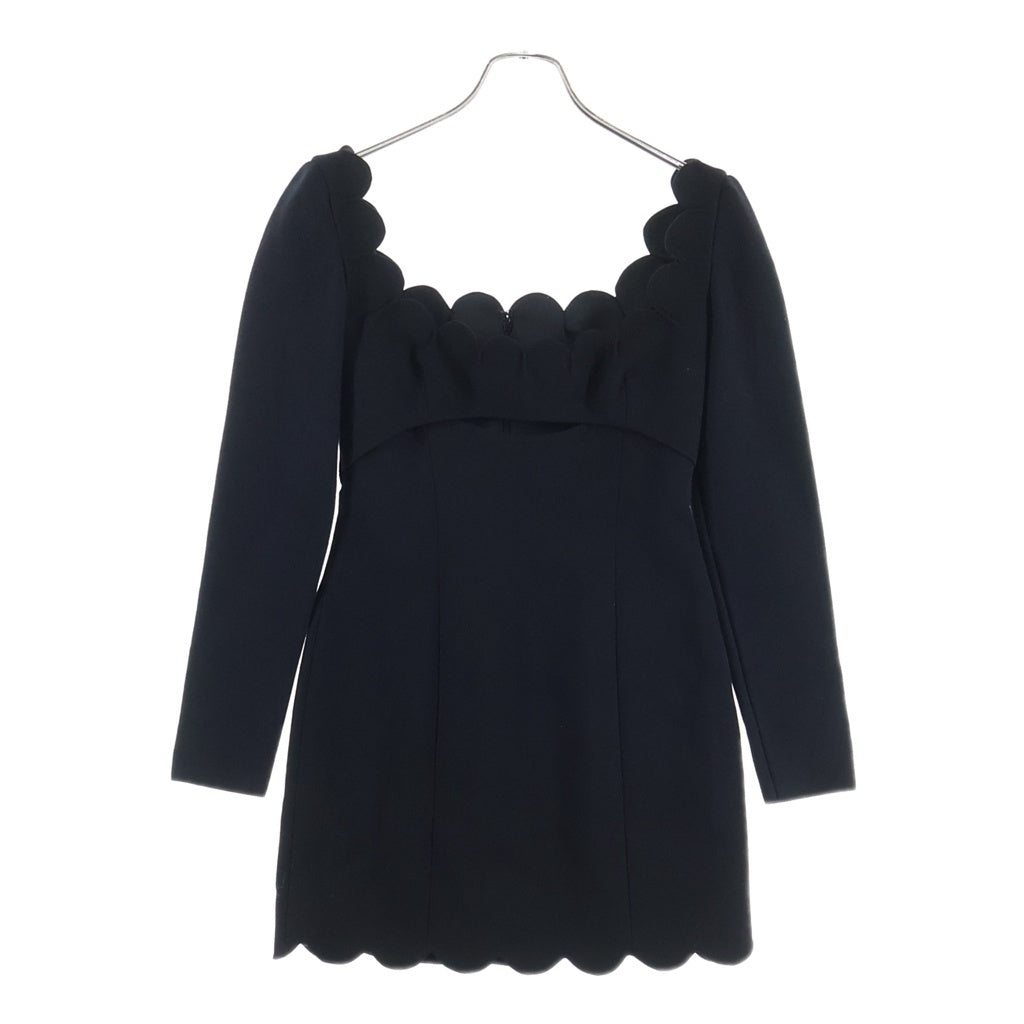 SAINT LAURENT PARIS(サンローランパリ) Cut-Out Short Dress カットアウトデザイン ショートドレス 長袖ワンピース ウール ブラック 680631 Y024K レディース