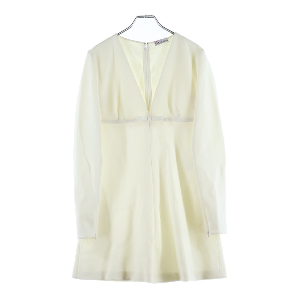 RED VALENTINO(レッド ヴァレンティノ) Short Dress ショートドレス 長袖ワンピース リボン ポリエステル ホワイト 3R3VAHQ05LB レディース