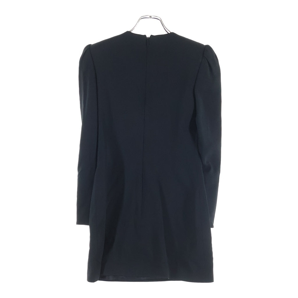 SAINT LAURENT PARIS(サンローランパリ) Deep V ミニドレス バックジップデザインひざ丈ワンピース ブラック #34 RH43 706903 Y012W 1000 レディース