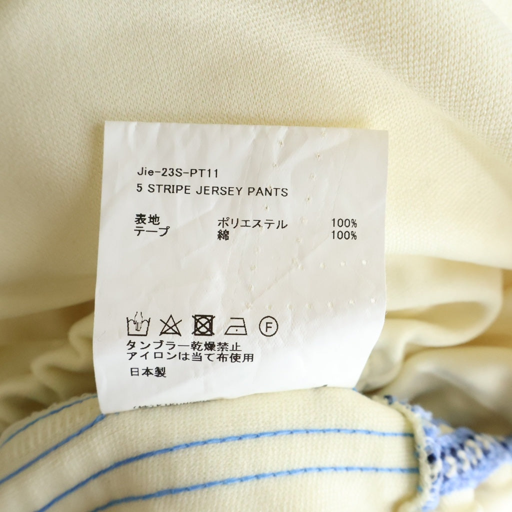Jieda(ジエダ) 5 STRIPE JERSEY PANTS 5ストライプ ジャージーパンツ サイドライン トラックパンツ ホワイト/ブルー jie-23S-PT11