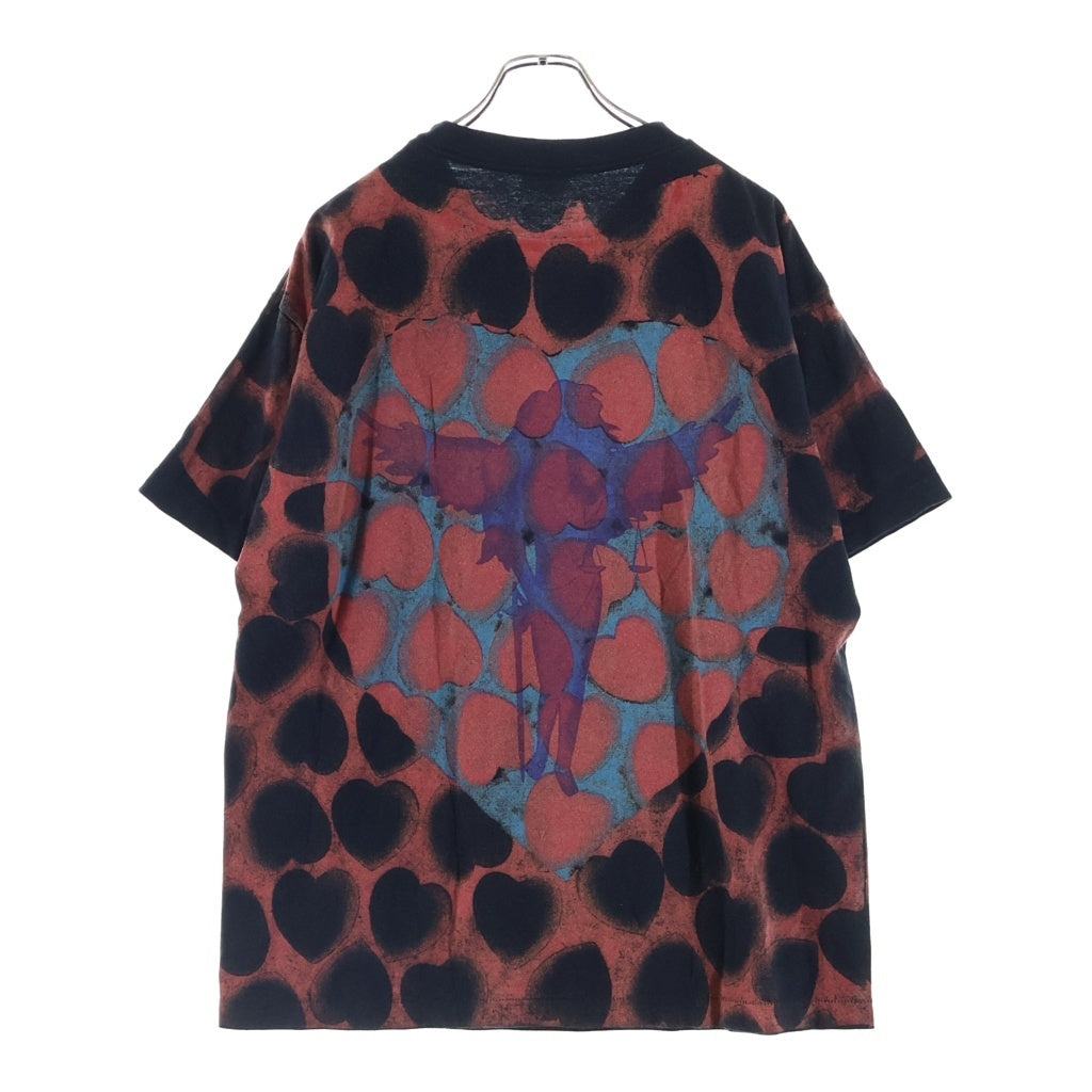 SAINT MICHAEL(セントマイケル) 21SS NAZARETH SS TEE ナザレス ハート 総柄プリント クルーネック 半袖Tシャツ カットソー ブラック SM-S21-0000-005