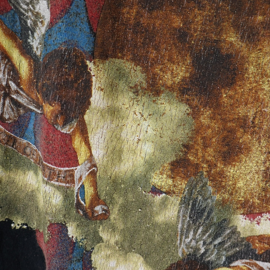 SAINT MICHAEL(セントマイケル) 21SS NAZARETH SS TEE ナザレス ハート 総柄プリント クルーネック 半袖Tシャツ カットソー ブラック SM-S21-0000-005