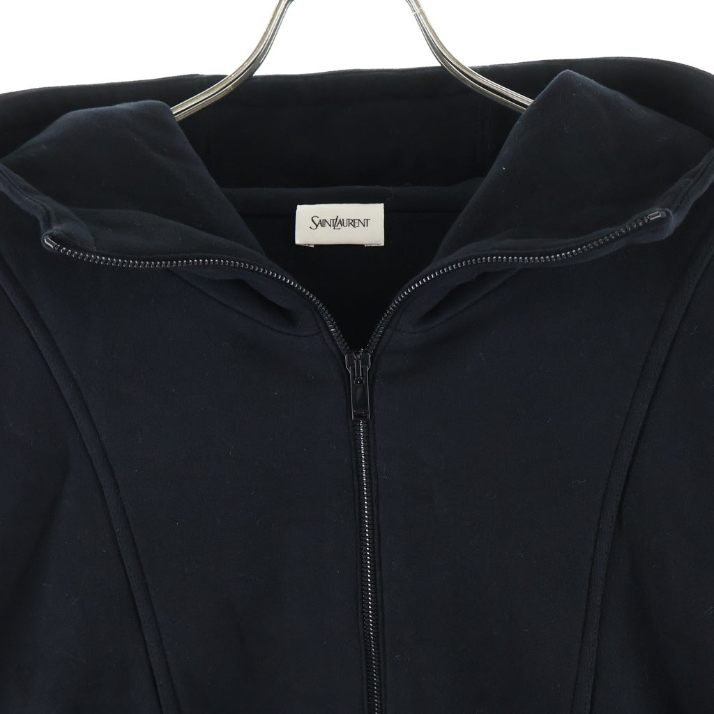 SAINT LAURENT PARIS(サンローランパリ) Half Zip Logo Hoodie ロゴ刺繍 ハーフジップ スウェット プルオーバーパーカー ブラック 802136 Y36SW