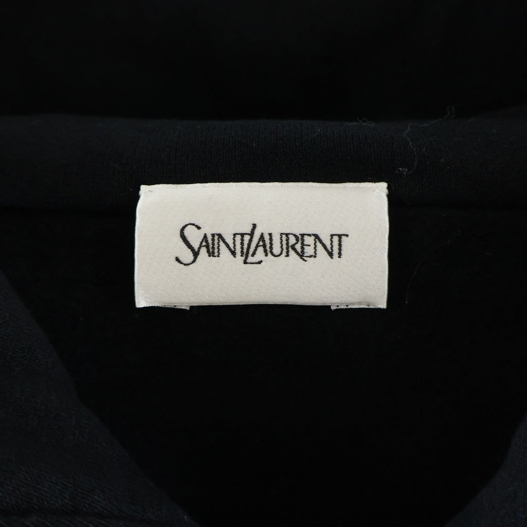 SAINT LAURENT PARIS(サンローランパリ) Half Zip Logo Hoodie ロゴ刺繍 ハーフジップ スウェット プルオーバーパーカー ブラック 802136 Y36SW