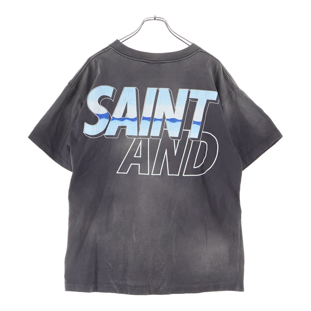 SAINT MICHAEL(セントマイケル) 21AW ×WIND AND SEA ウィンダンシー ヴィンテージ加工 グラフィックプリント クルーネック 半袖Tシャツ カットソー グレー SM-A21-0000-062
