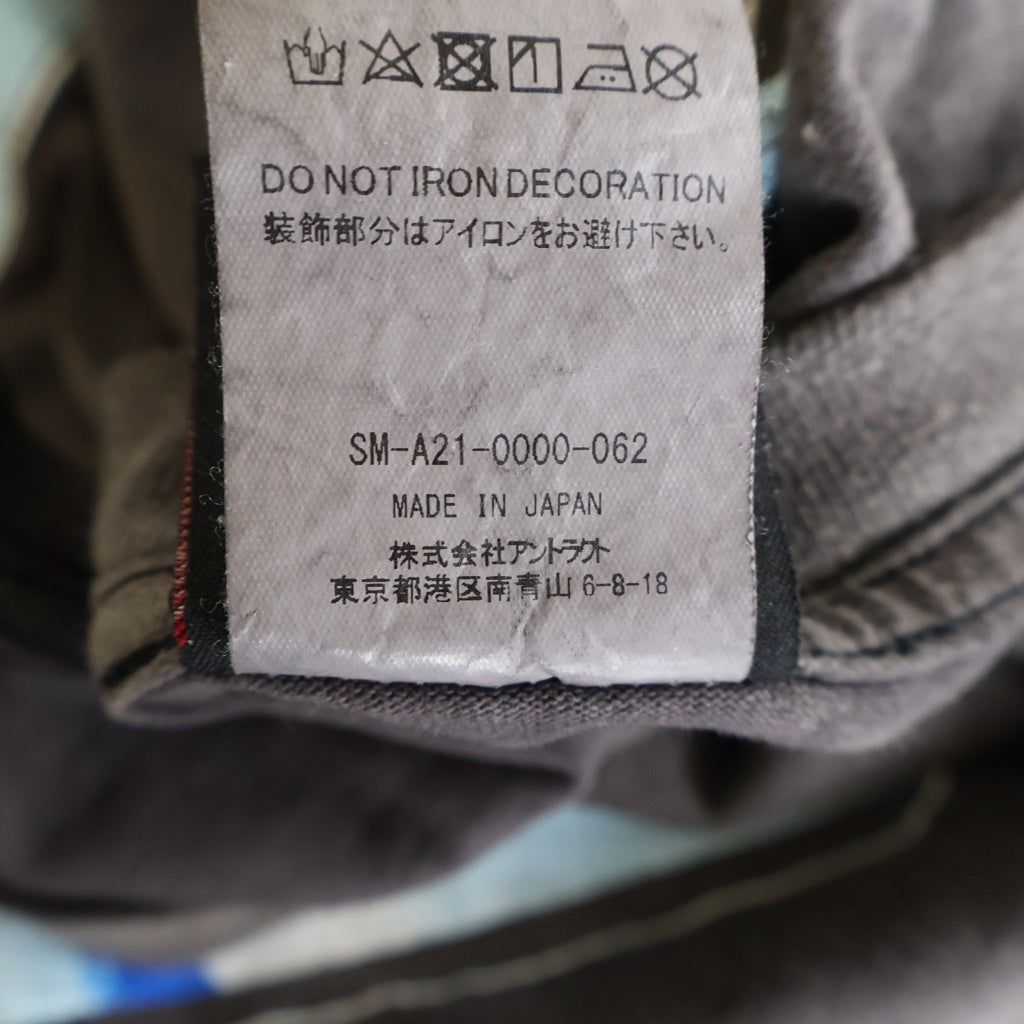 SAINT MICHAEL(セントマイケル) 21AW ×WIND AND SEA ウィンダンシー ヴィンテージ加工 グラフィックプリント クルーネック 半袖Tシャツ カットソー グレー SM-A21-0000-062