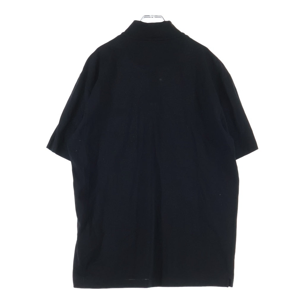 PRADA(プラダ) Re-Nylon リナイロン コットンピケ トライアングルロゴプレート モックタートルネック ハーフジップ 半袖ポロシャツ ブラック UJN917
