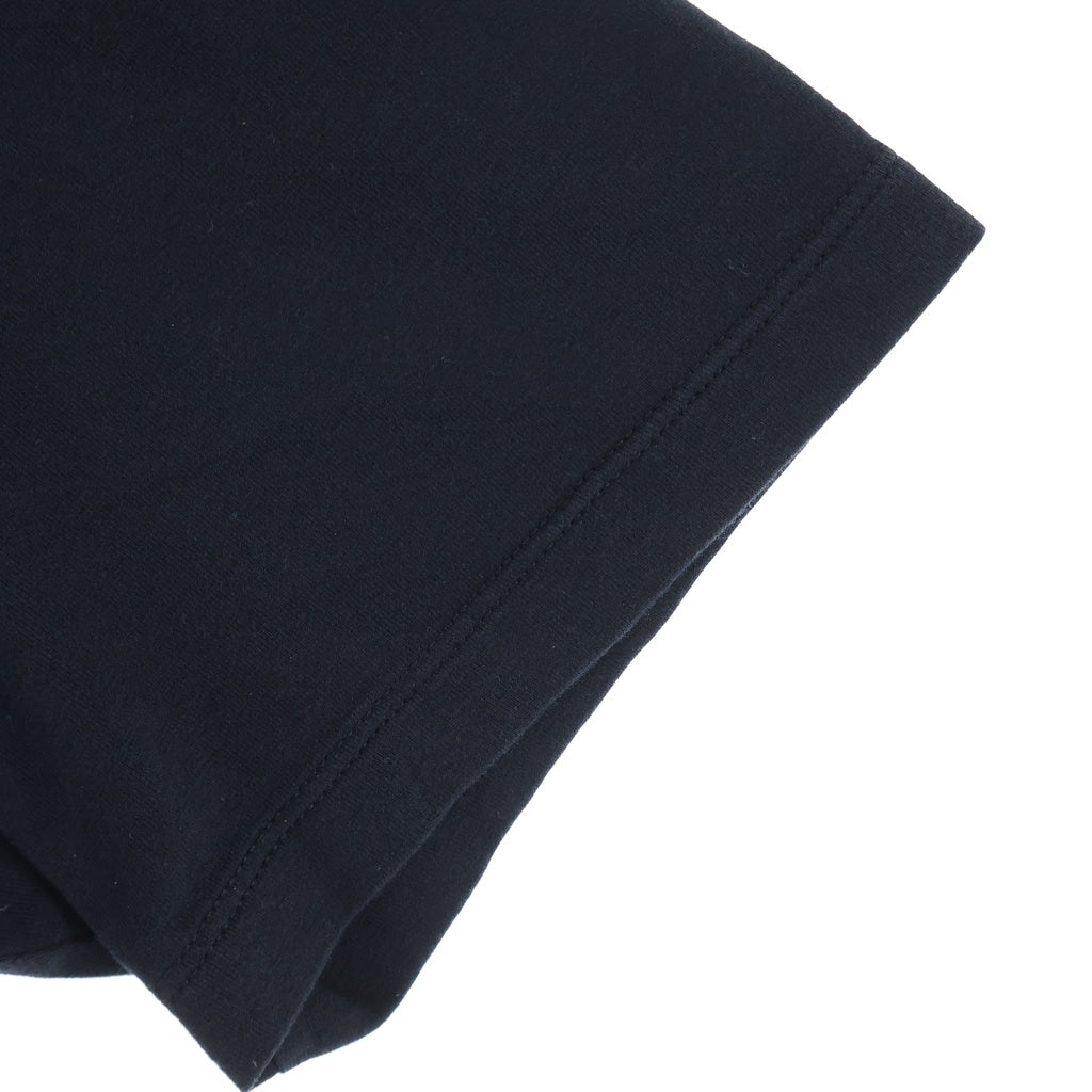 PRADA(プラダ) コットン ナイロン切替 ラバーロゴ クルーネック 半袖Tシャツ カットソー ブラック SJN250