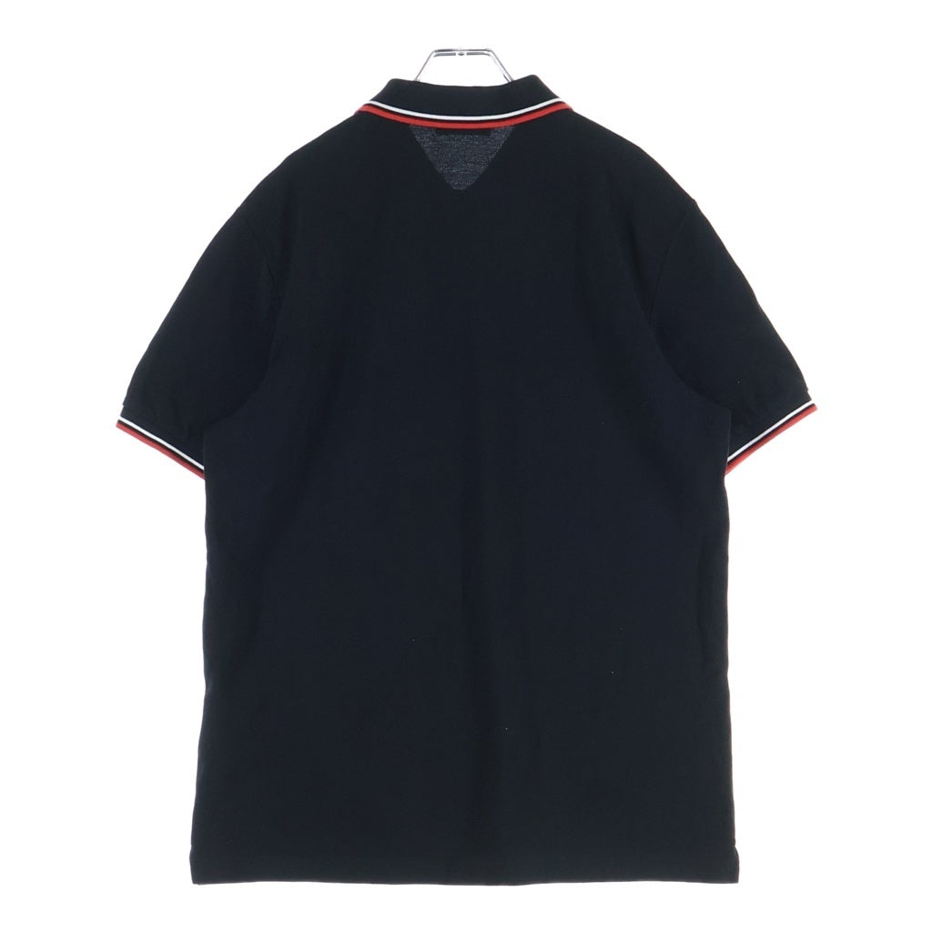 PRADA(プラダ) ラバーロゴ コットンピケ 半袖ポロシャツ ブラック SJN256