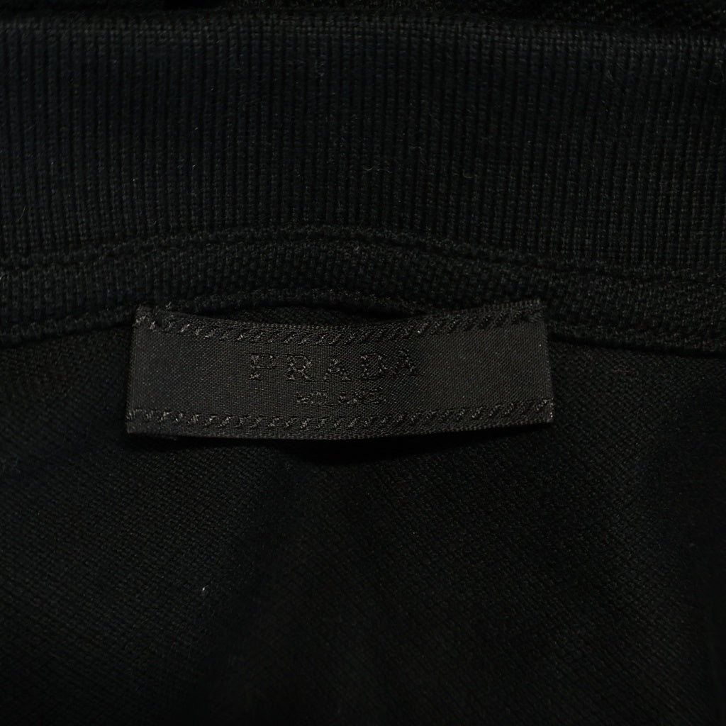 PRADA(プラダ) ラバーロゴ コットンピケ 半袖ポロシャツ ブラック SJN256