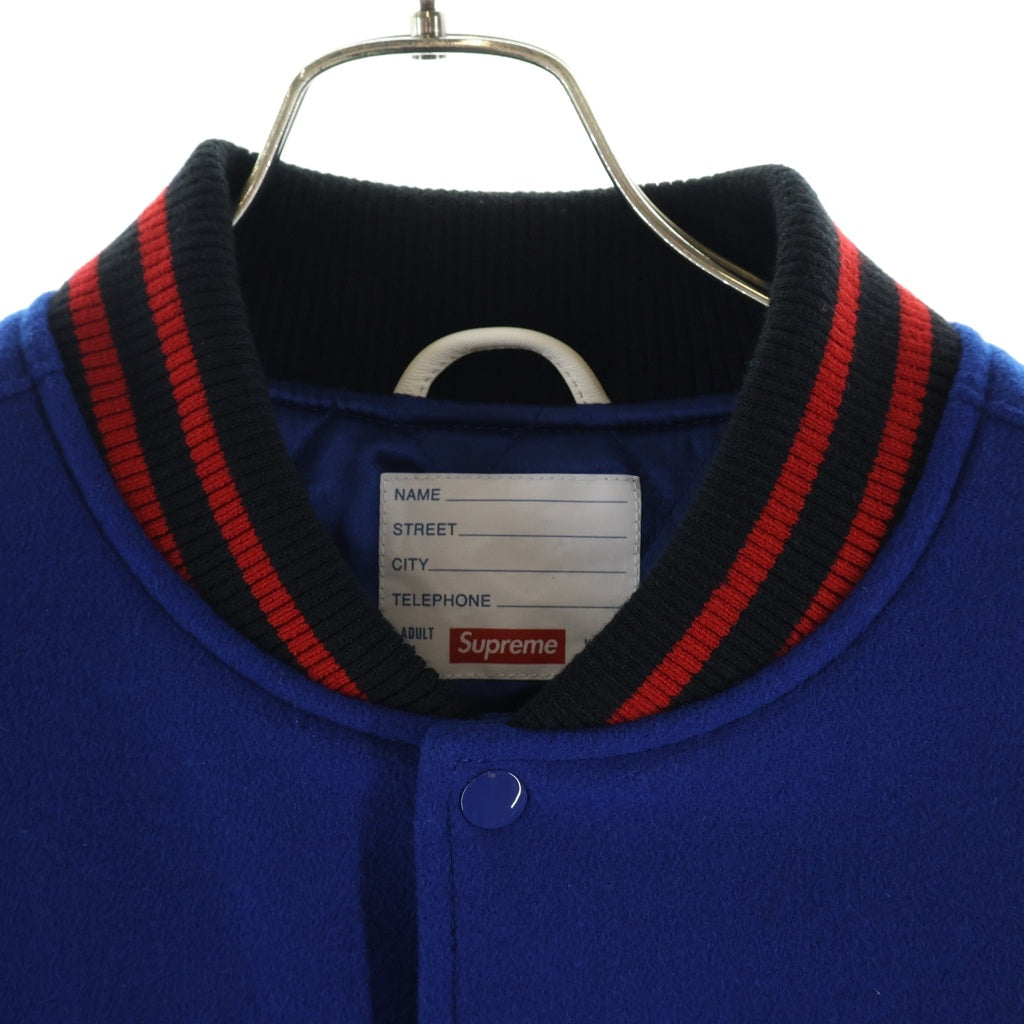 SUPREME(シュプリーム) 24SS Wave Varsity Jacket ウェーブ バーシティ フロントバッグ刺繍 ボタンフライ スタジャン ジャケット マルチ