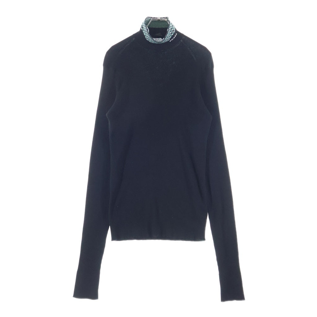 PRADA(プラダ) 22AW ジャガードネックロゴ リブ タートルネック コットン ニットセーター ブラック UMR527