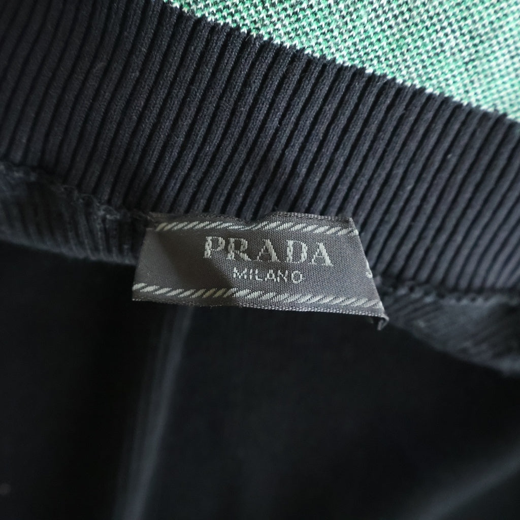 PRADA(プラダ) 22AW ジャガードネックロゴ リブ タートルネック コットン ニットセーター ブラック UMR527