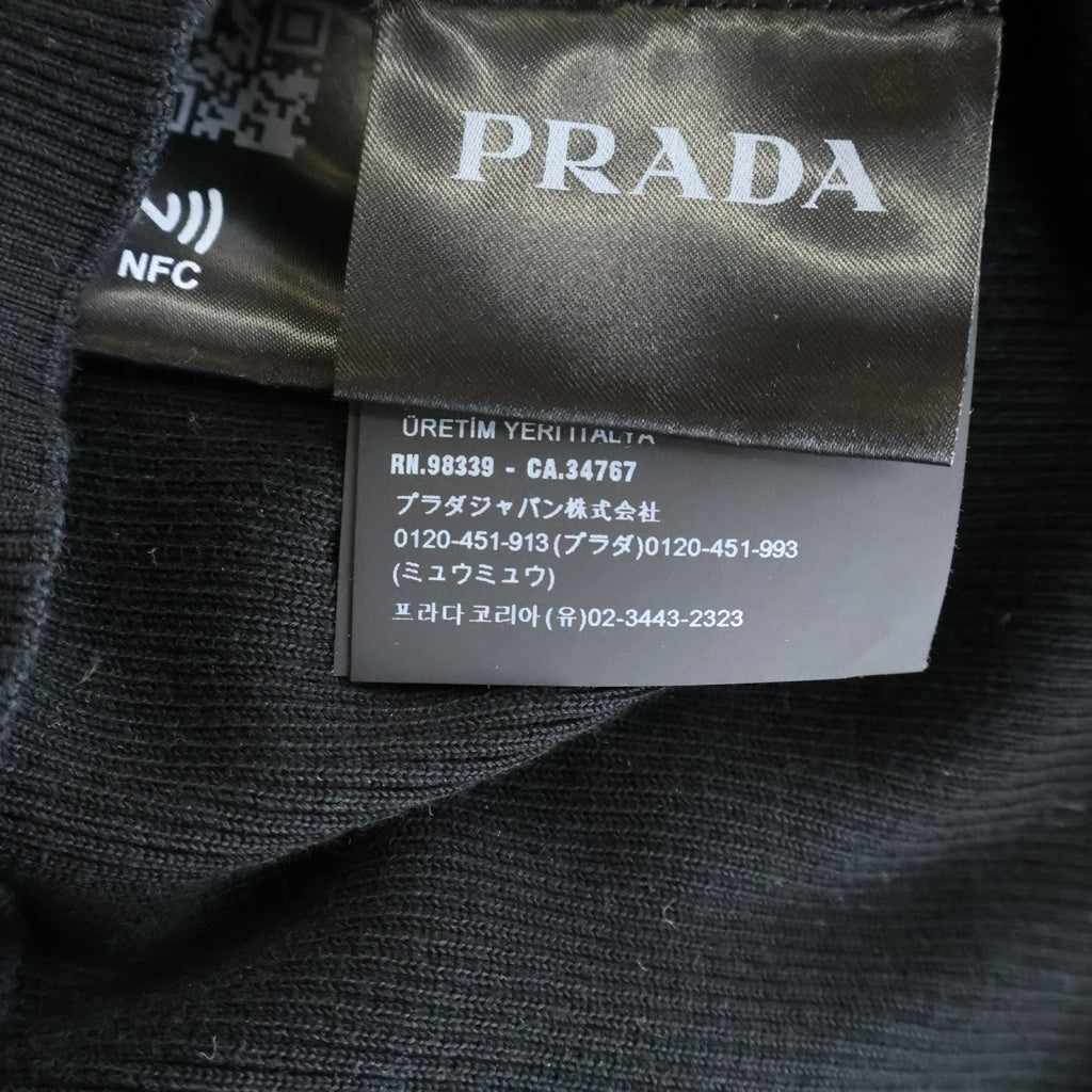 PRADA(プラダ) 22AW ジャガードネックロゴ リブ タートルネック コットン ニットセーター ブラック UMR527