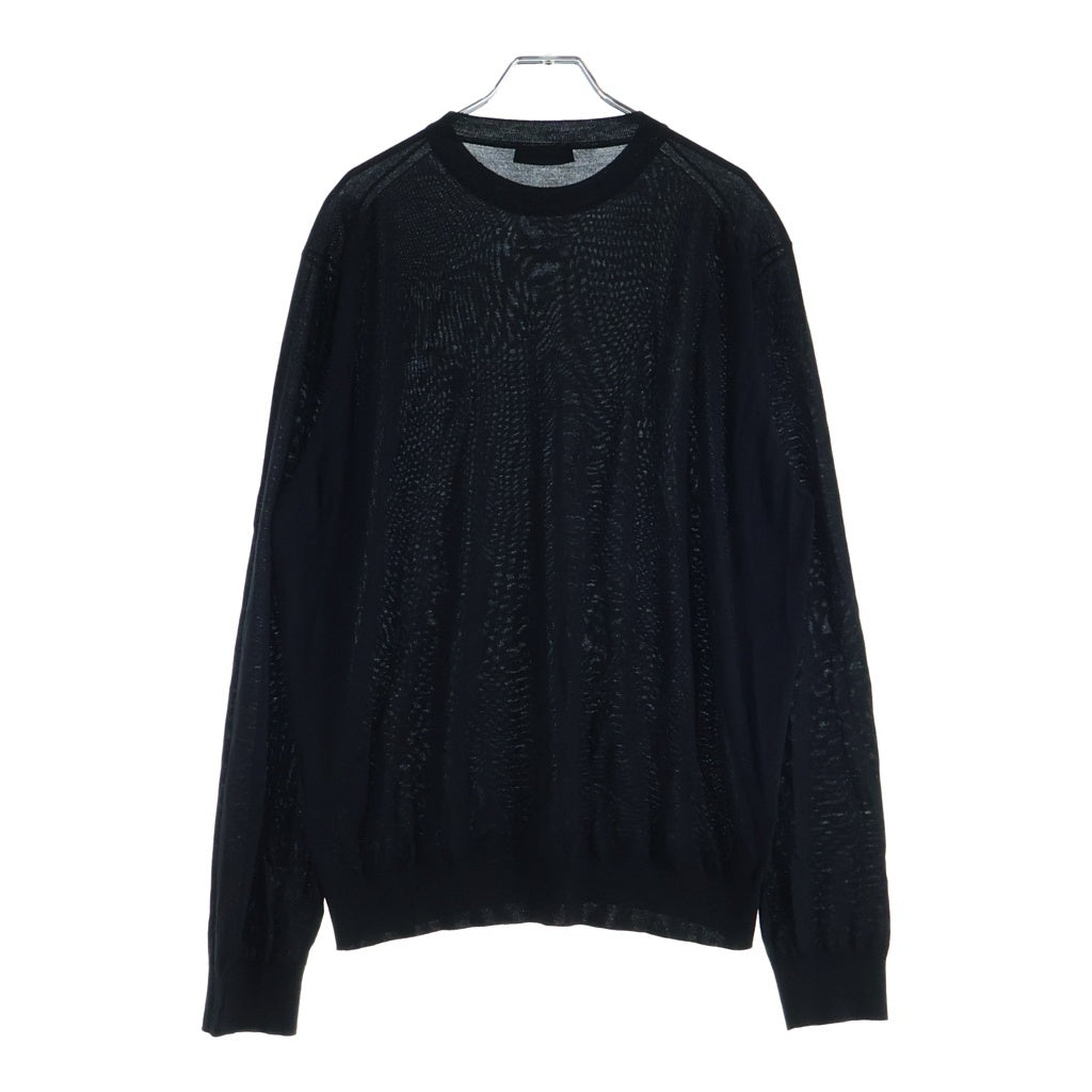 PRADA(プラダ) ロゴ スーパーファイン ウール クルーネック ニットセーター ブラック UMB528