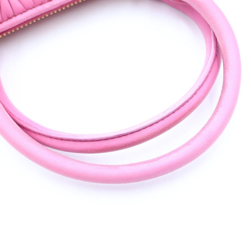 miumiu(ミュウミュウ) マテラッセ ハンドバッグ ギャザーバッグ ピンク レザー ゴールド金具 レディース