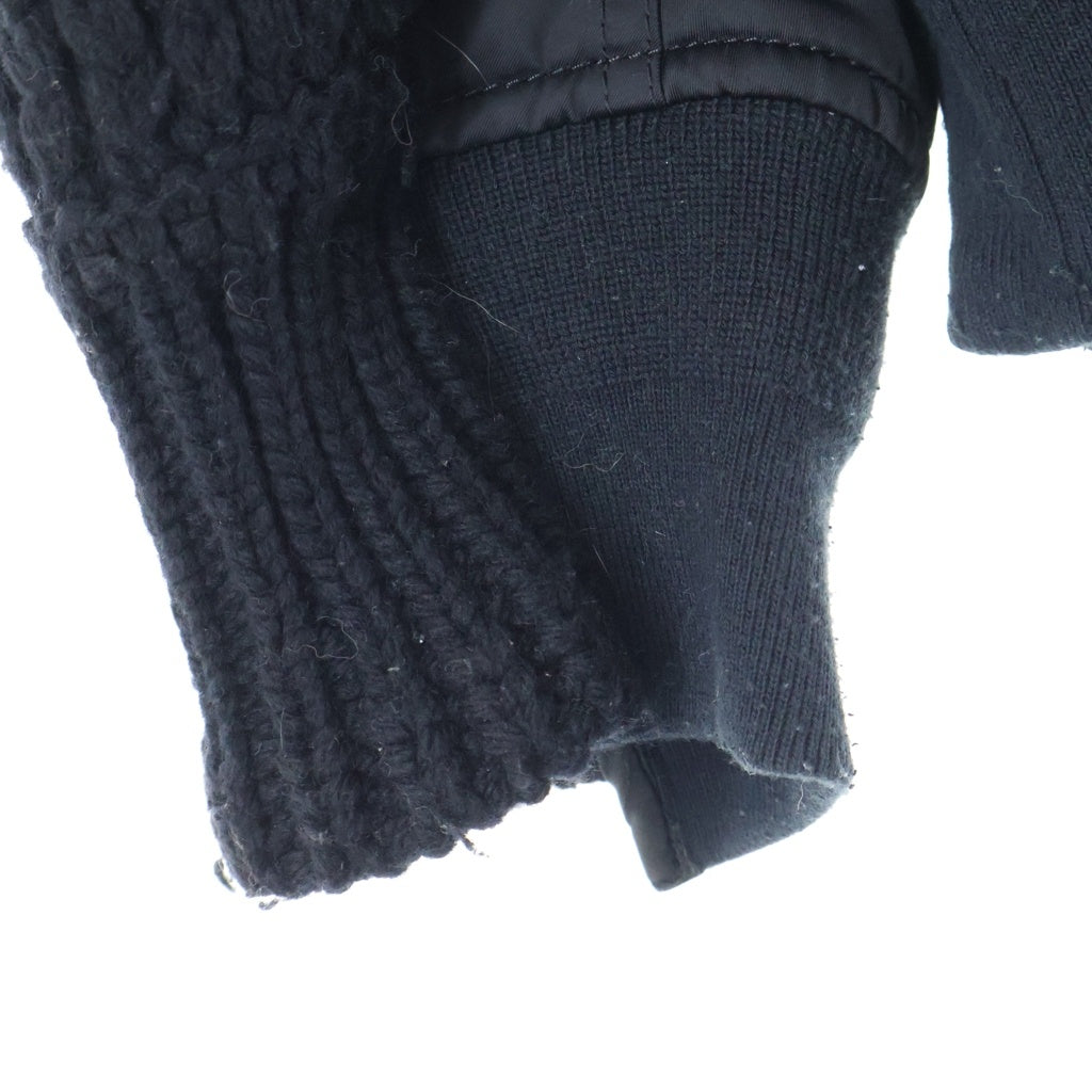 Sacai(サカイ) 23AW Nylon Twill Mix Knit Blouson ナイロンツイル ウール ローゲージニット切替 ジャケット ブルゾン ブラック 23-03165M