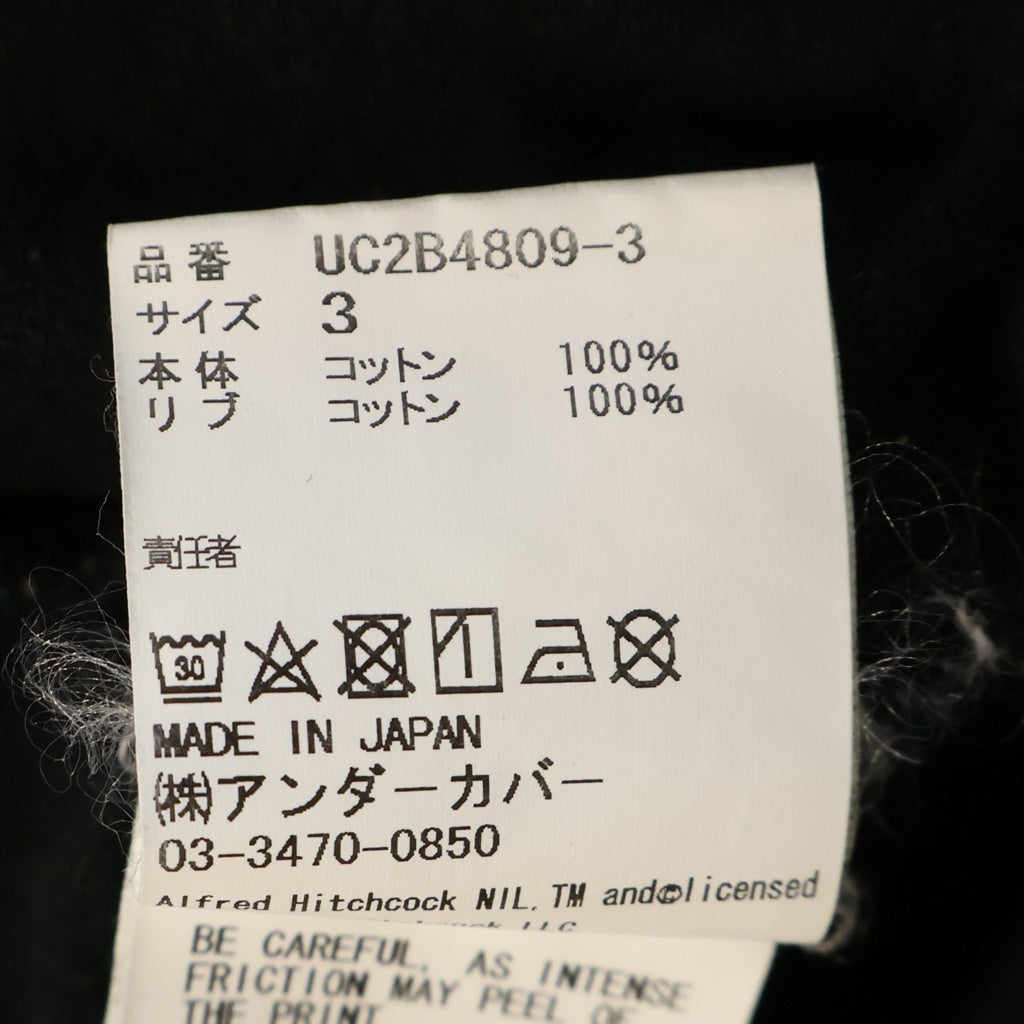 UNDERCOVER(アンダーカバー) 22AW WIDE TEE HITCHCOCK FACE ヒッチコック フェイスプリント 半袖Tシャツ カットソー ブラック UC2B4809-3