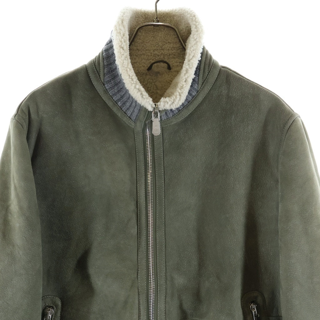BRUNELLO CUCINELLI(ブルネロクチネリ) カシミヤリブ ムートンジャケット カーキ MPMTU1737