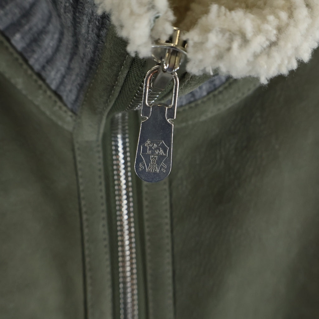 BRUNELLO CUCINELLI(ブルネロクチネリ) カシミヤリブ ムートンジャケット カーキ MPMTU1737