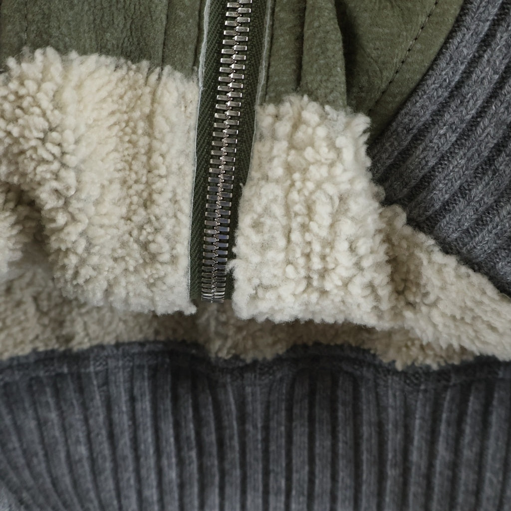 BRUNELLO CUCINELLI(ブルネロクチネリ) カシミヤリブ ムートンジャケット カーキ MPMTU1737