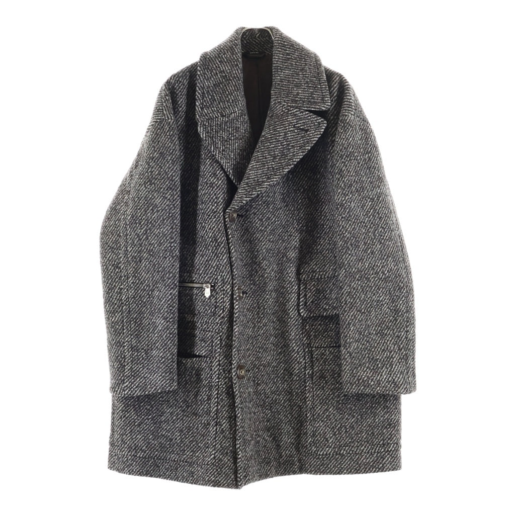 HERMES(エルメス) 22AW サイドジップ ウール ダブルブレストコート グレー PT9607
