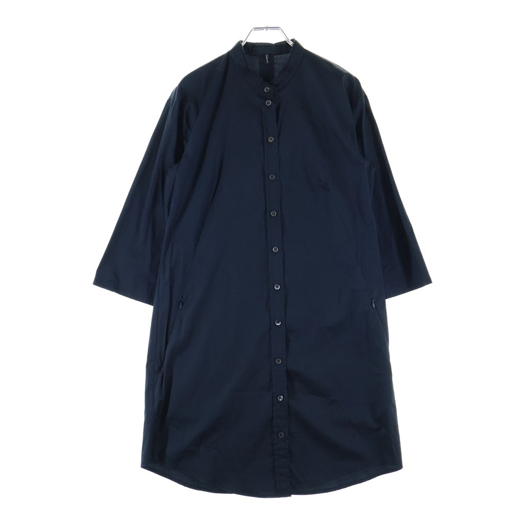 JIL SANDER(ジルサンダー) ボタンアップ ノーカラー 長袖ワンピース ドレス コットン ブラック JDW425AJW02211 レディース