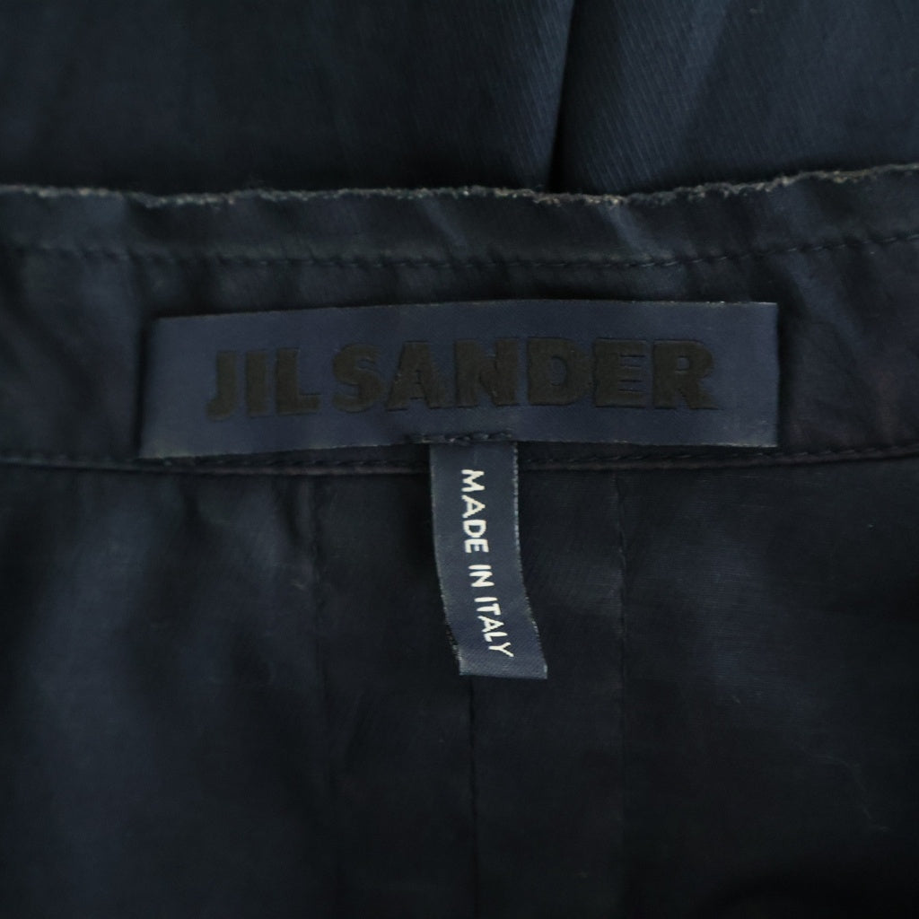 JIL SANDER(ジルサンダー) ボタンアップ ノーカラー 長袖ワンピース ドレス コットン ブラック JDW425AJW02211 レディース
